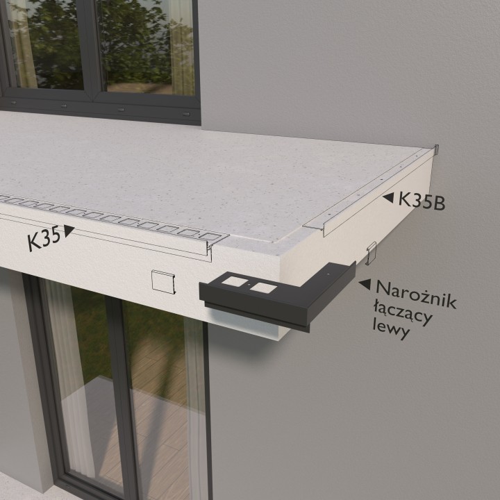 K35/K35B 90° Adapterecke, außen, links