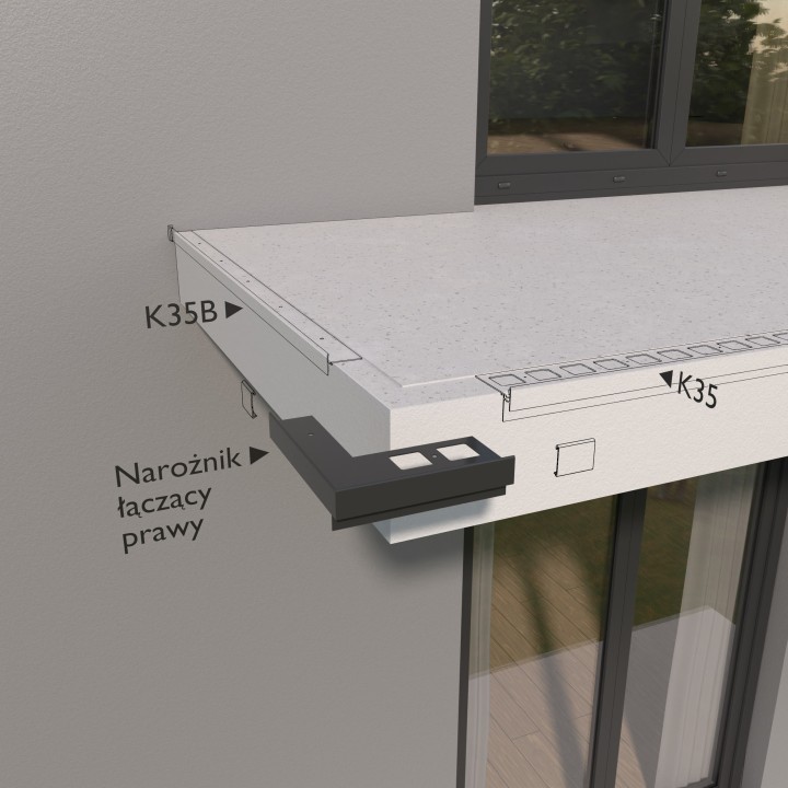 K35/K35B 90° Adapterecke, außen, rechts