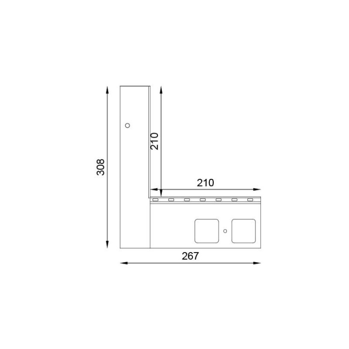 K35/K35B 90° Adapterecke, innen, links