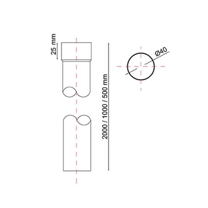 R50 Ø 40 mm, 50 cm langes Fallrohr